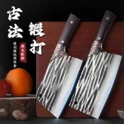 【原廠品質】龍泉手工鍛打斬切兩用菜刀兩件套家用廚房不銹鋼斬切刀切菜刀鋒利全套刀具 菜刀 廚刀 廚具刀具