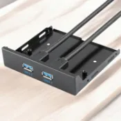 A086-USB3.0 前置面板 軟碟機擴充卡 鋁鎂合金 可接主機板19pin 轉換2個USB3.0介面