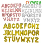 16 英寸充氣箔氣球 A-Z 字母套裝生日快樂裝飾用品,婚禮情人節和兒童聖誕派對玫瑰金字母氣球裝飾配件
