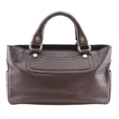 【DOKODEMO】二手CELINE Boogie Bag 134023，深棕色皮革手提包，義大利製造，A5 開口尺寸，女士包
