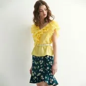 【iROO】花卉滿版刺繡波浪裙