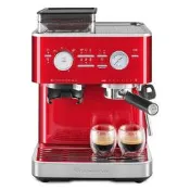 【品質驗證】KitchenAid家用意式咖啡機研磨萃取一體靜音蒸汽拉花全自動紅色