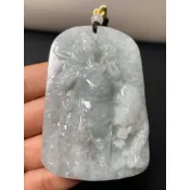 J1710(附證書）天然翡翠。關公關聖帝君武財神吊飾