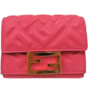 【DOKODEMO】成色極佳 Fendi Baguette Micro 三折皮夾 8M0395 皮革 粉紅色 1780 [二手] FENDI