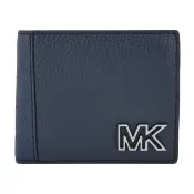 【Michael Kors】COOPER牛皮簍空LOGO男款零錢袋短夾(藍)