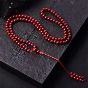 【Penny 珮妮】避邪原礦晶體 雄黃硃砂 108顆佛珠 項鍊多圈手鍊6mm(2選1 交換禮物 父親節 母親節 尾牙 新年)