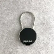 【日本直送 名牌中古包】PRADA 普拉達 鑰匙圈 黑色 Logo 圓形 vintage 古著 427pmu