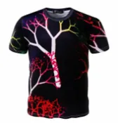 FINDSENSE服飾 FINDSENSE Z1 日系 流行 男 時尚 彩色樹枝圖案 短袖T恤 特色短T