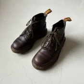 英國製造 Dr.Martens 101 Brown leather Boots 鋼印 六孔 高筒皮靴 古著Vintage
