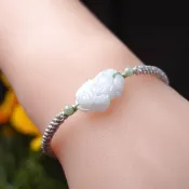 【招財神獸】白翡翡翠貔貅編織手鍊 | 天然緬甸玉翡翠A貨 | 送禮