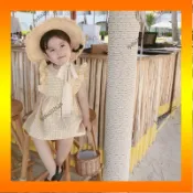 新款夏季兒童格子洋氣連衣裙 女童公主裙子 露背純棉幼童小洋裝 女童洋裝 女童蓬蓬裙洋裝 女童裙子 兒童洋裝
