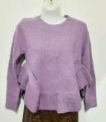 全新　紫色圓領不規則邊粗毛線長袖上衣　【服飾專區】☆流星百寶屋☆