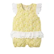 【Baby 童衣】任選 花朵蕾絲小飛袖連身衣 60252(淡黃)