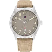 Tommy Hilfiger 礫岩復古尼龍皮革腕錶 日期顯示 44mm TH700319 台灣公司貨保固2年
