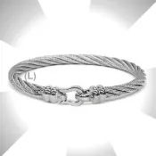 【CHARRIOL 夏利豪】預熱賣 Bangle Ibiza伊維薩島鉤眼鋼索手環 銀色扣頭L款-加多好禮 C6(04-101-1214-5-L)