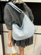 喜挖2店 休閒字母高級感包包女2025新款時尚韓國托特包百搭斜背餃子包