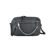 【Michael Kors】JET SET EW經典金字LOGO印花PVC斜背包(大/黑)