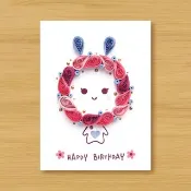 ( 2款供選擇 ) 手工捲紙卡片 _ 祝福兔 - 生日卡