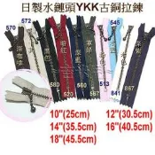 ~吉米兒~拉鍊配材-10“12“14“16“18“日製水鏈頭YKK古銅拉鍊(拼布拉鍊)