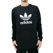 adidas 愛迪達 經典 Trefoil 大學T 長袖上衣｜黑色男款 圓領 T‑shirt 室內外百搭款 CW1235
