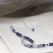 青石墨 | 礦物色彩 // 青金石蘇打石設計款純銀手鍊 // Sodalite