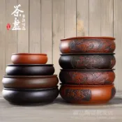 臺灣速發➕免運丨包郵宜興紫砂茶盤茶海茶船6寸8寸10.5寸圓形儲水式大茶盤功夫茶具