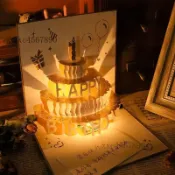 ✨可開發票#3d立體立體發光生日賀卡創意禮物高級感精緻祝福小卡片ins小衆