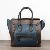 優買二手精品名牌店 CELINE 深藍 咖啡 MINI Luggage 全皮 冏包 囧包 手提包 肩背包 大方包 超新品