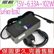 電池動力 Microsoft 15V 6.33A 102W 充電器適用 微軟 1798 SurFace Pro3 Pro4 Pro5 Pro 2017 Surface Book2 Surface Go Book1 Surface Laptop Surface Laptop2 Surface Laptop3 平板充電器-(副廠)