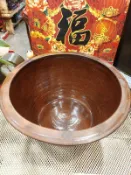 大瑞古玩~早期收藏的直紋線條甕，甕內有上釉磚胎甕、陶瓷條紋水缸 瓦缸 粗陶 大水缸/收藏未使用品項如新/值得收藏/古缸老