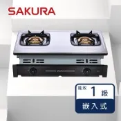 櫻花牌 G6201（LPG）｜嵌入式二口安全爐｜不鏽鋼瓦斯爐｜銅鋁合金爐頭｜兒童安全鎖｜大火力｜桶裝瓦斯