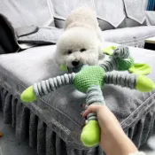 大型 Squeaky Elephant Dog 玩具柔軟毛絨咀嚼玩具減少無聊寵物互動玩具,適合幼犬出牙