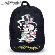 ~小娟家居~ed hardy 雙肩包 嘻哈印花中後背包 旅行休閒學生書包 酷玩骷髏