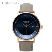 【THEODORA'S】Aurora 太陽能真皮手錶 簡約湖水綠-真皮月桂綠【希奧朵拉】