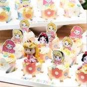 〈烘焙小舖舖〉 女孩生日布置兒童甜品台纸杯蛋糕插件迪士尼公主 冰雪奇緣插牌 杯子蛋糕插卡