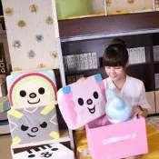 夢時代-open絨毛摺疊收納椅(圖1款)4組全套系列不分售(OPEN醬.LOCK醬.小桃.條碼貓)