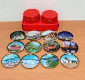 全新　台灣風景金屬杯墊12入　【家庭雜貨專區】☆流星百寶屋☆