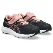 【asics 亞瑟士】慢跑鞋 童鞋 中童 運動鞋 魔鬼氈 CONTEND 9 PS 黑粉 1014A338-008