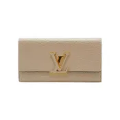 【BreezeOnline 微風精品線上】Louis Vuitton Capucines 牛皮扣式長夾(M61249-灰)