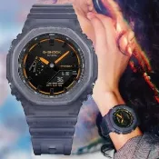 【CASIO 卡西歐】G-SHOCK 煙霧光影 霓虹點綴 霧面半透明 雙顯錶 卡西歐 手錶 送禮(GA-2100K-2A)
