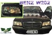 小亞車燈改裝＊ 全新 高質感 賓士 W202 大燈 晶鑽 黑框 一体成形 魚眼 大燈(內建霧燈)