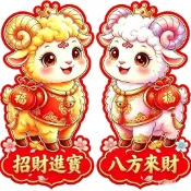 ⚡臺灣出貨🚚羊年生肖門貼 門福貼紙 2027 羊羊發財牆貼 玻璃門窗貼 自粘節日佈置 過年新年裝飾 家庭門窗貼 春節貼