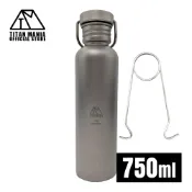 TITAN MANIA 水壺 鈦製保溫杯 L款 750ml 附瓶掛鉤 輕量運動水壺 直飲杯 防鏽 寬口 不易破 適合登山