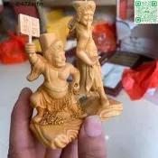 【台灣現貨】崖柏沐雕七爺八爺 小葉黃楊黑白無常佛像神像 陰司擺件工藝品 裝飾品