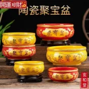 💰玄和緣堂💰陶瓷家用聚寶盆聚財招財辦公客廳擺件聚財玄關裝飾品工藝品存錢罐9.22 招財進寶 風生水起 招財流水
