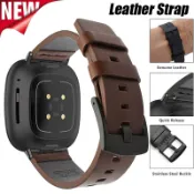 豪華皮革錶帶適用於 Fitbit Versa 4/3/2/1 Versa Lite 智能手錶替換錶帶適用於 Fitbit