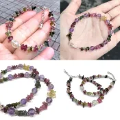 『晶鑽水晶』天然葡萄石+彩色碧璽+925純銀手鍊 招財 招桃花 心想事成