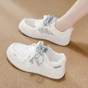 (店+)小白鞋女厚底白色休閒鞋板鞋中大平底鞋增高鞋防滑鞋大尺碼戶外防水久站上班女鞋舒適鞋子網眼鞋輕量運動鞋寬楦健走鞋透氣 慢跑步鞋籃球鞋登山鞋