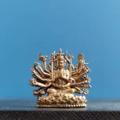 神像 佛像 小擺件 小擺飾 迷你準提菩薩擺飾準提佛母相供奉黃銅佛像隨身佛精緻茶裝飾品 特賣Z