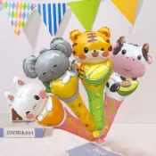 可愛動物水果鋁箔氣球虎兔牛老鼠大號手持蝙蝠小禮物兒童生日男孩女孩卡通氣球